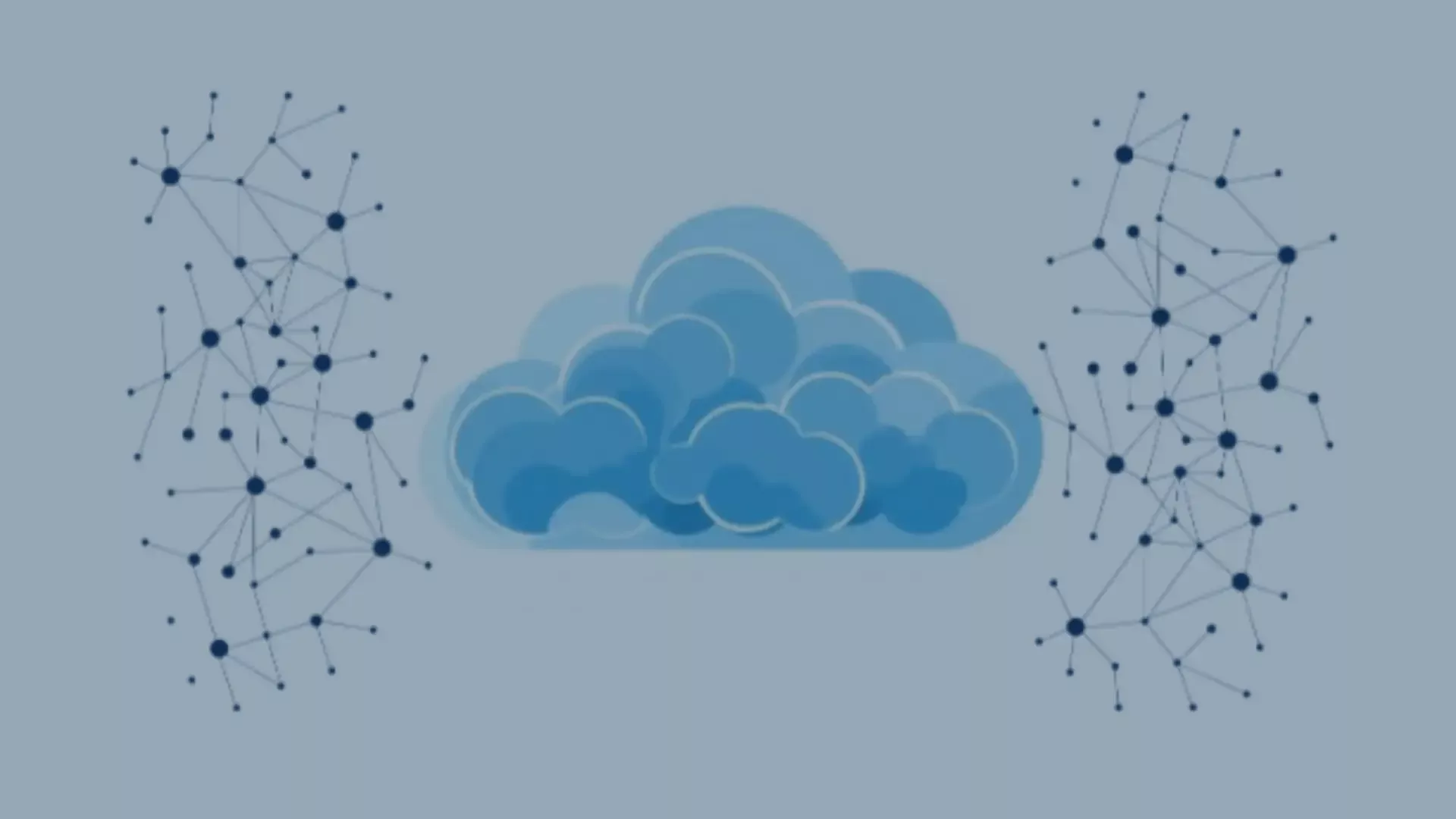 Symbolische Darstellung einer Cloud-Infrastruktur mit vernetzten Knotenpunkten – Visualisierung der digitalen Transformation und sicheren Cloud-Migration zur AWS European Sovereign Cloud