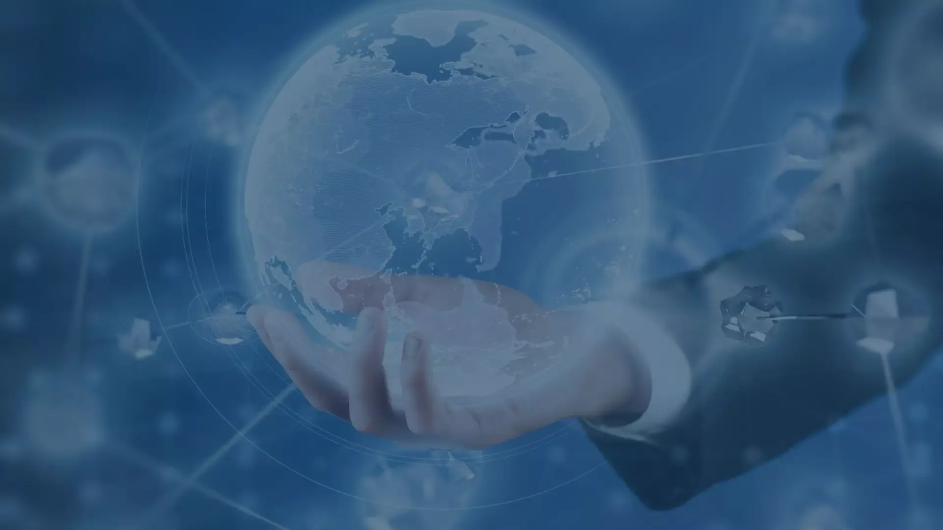 Holografische Erde, umgeben von Vernetzung. audius AddressService für Dynamics. Weltweite Adressdatenbank und automatisierte Prüfung.