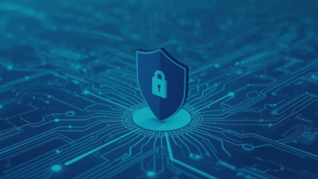 NIS-2-Richtlinie & DORA-Verordnung: Compliance und IT-Security mit audius Symbolisches Schild mit Schloss auf digitaler Schaltkreis-Struktur, das die zunehmenden EU-Anforderungen an IT-Security, Risikomanagement und operative Resilienz durch NIS-2-Richtlinie und DORA-Verordnung visuell darstellt.